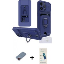 Marsilyan™- iPhone 13 Pro Max Kılıf Vadi Form Prime - Şeffaf Pasifik Cam Ekran Koruyucu + Kırmızı Metal Kamera Lens Koruma Cam