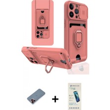 Marsilyan™- iPhone 13 Pro Max Kılıf Vadi Form Prime - Şeffaf Pasifik Cam Ekran Koruyucu + Kırmızı Metal Kamera Lens Koruma Cam