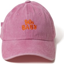 Nome Studio Pembe Şapka Nakışlı Eskitme Pamuk Kumaş Turuncu Nakış 90S Baby Ayarlanabilir Tarz Şapka