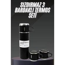 Nemere Termos Seti Paslanmaz Çelik 3 Bardaklı Vakumlu Termos Set 500 ml 12 Saate Kadar Isı Koruma