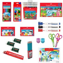Faber-Castell Okul Öğrenci Kırtasiye Boya Seti OFISINN-043 12'li Pastel, Sulu, Kuru Boya ve Keçeli Kalemler ile 43 Parça