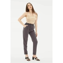 Fashion Friends Beli Bağlamalı Antrasit Kadın Pantolon 26Y0477K1