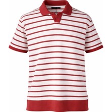 Trender 4045 Yakalı Çizgli Gül Erkek T-Shirt 26YL71L58055