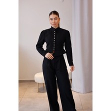 Elzem Boutique Siyah Düğme Detaylı Vintage Takım