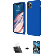 Marsilyan™- iPhone 11 Pro Kılıf Kozmos Yansıma Özel Seri - Siyah 34D Izgaralı Cam + Şeffaf Kamera Lens Koruma Cam