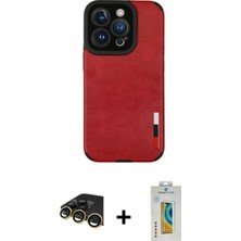 Marsilyan™- iPhone 14 Pro Kılıf Doruk Asil Koleksiyonu - Siyah Polymer Nano Ekran Koruyucu + Gold Raze Metal Kamera Lens