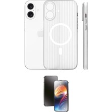 TKÇ  iPhone 16 Kılıf Pusula Minimal Koleksiyonu - Siyah 3D Antistatik Mat Seramik Nano Ekran Koruyucu