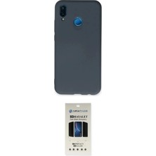 Masa Dostu Ieg™ P20 Lite Kılıf Ahenk Serisi - Siyah 5d Hayalet Cam Ekran Koruyucu