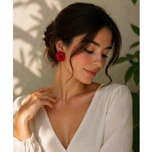 Myth Atelier Kırmızı ve Bordo Lilyum Çiçek Küpe - Zarif ve Şık