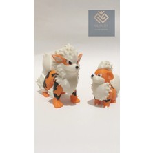 Saha 3D Pokemon Growlithe ve Arcanine Gelişim Seti Figür 6 cm ve 9 cm