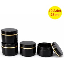 Demet Home 10 Adet 25 ml Lüx Altın Şeritli Siyah Mini Boş Pomat Krem Kozmetik Kutusu