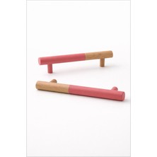 Orient Design Antik Pembe - Naturel Ahşap Çekmece ve Dolap Kulbu 2’li (128 mm)