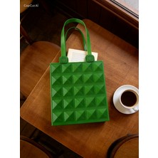 Major Hobi Yeşil Tote Çanta - 16x15x7,5 cm Modern Tasarım - 3D Baskı