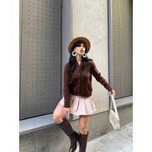 Koçer Düz Cam Düymeli Hırka Kahve