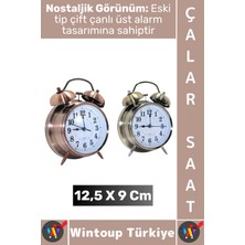 Wintoup #hediye Dekoratif Hediyelik Vintage Retro Genç Yetişkin Odası Alarm Masa Üstü Çalar Saat 12,5 x 9 cm