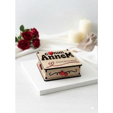 Runc Design Anneler Günü Hediyesi Canım Annem Yazılı Kırmızı Kalp Kabartmalı Dekoratif Ahşap Kutu