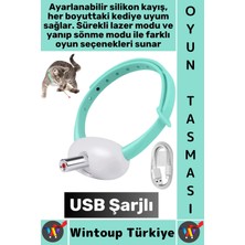 Wintoup #tasma Esnek Kafa Açılı Ayarlanabilir Silikon Kayış 2 Modlu Şarjlı Otomatik Lazer Kedi Oyun Tasması