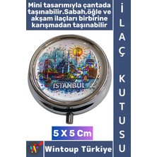 Wintoup #hediye Dekoratif Hediye 3 Bölmeli Vitamin Hap Tablet Istanbul Temalı Saklama Kutusu 5 x 5 cm