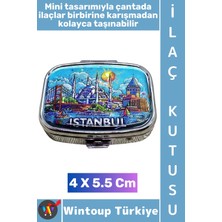 Wintoup #hediye Hediyelik Şık Istanbul Temalı 2 Bölmeli Hap Vitamin Tablet Saklama Kutusu 4 x 5,5 cm
