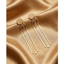 Mervan Takı Gold Zincir Detaylı Sallantılı Çelik Küpe – Uzun Püskül Modern Kadın Küpe