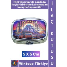 Wintoup #hediye Dekoratif Hediye Istanbul Temalı 2 Bölmeli Vitamin Hap Tablet Saklama Kutusu 5 x 5 cm