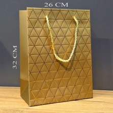 Uslucan Alışveriş Gold Geometrik Desenli Büyük Boy Karton Hediye Çantası