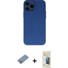 Marsilyan™- iPhone 13 Pro Max Kılıf Ahenk Serisi - Siyah 6d Mat Seramik Hayalet Nano Ekran Koruyucu + Gökkuşağı Shine Kamera Lens Koruma Cam