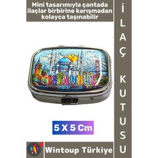 Wintoup #hediye Hediye Dekoratif Şık Istanbul Tema 2 Bölmeli Vitamin Hap Tablet Saklama Kutusu 5 x 5 cm