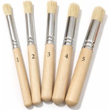 Hannah 5 Adet Doğal Kıl Fırça Seti Ahşap Saplı Şablon Fırçalar El Sanatları Figür Boyama ve Akrilik Yağlı Suluboya Uygulamaları Için