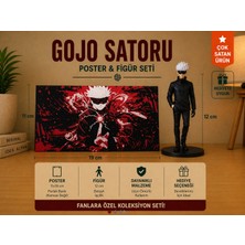 Figür Bende Gojo Satoru Poster ve Figür Seti Anime Koleksiyon Dekoratif Hediye Seti 12 cm Figür 11X19 cm Poster