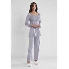 Pierre Cardin Kadın Penye Dantelli Pijama Takımı 1241 Royal