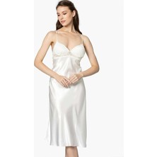 Pierre Cardin Kaplı Saten Gecelik 900 Ekru