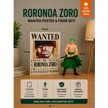 Roronoa Zoro Wanted Poster & Figür Seti 12X17 cm Poster + 12 cm Anime Figürü Koleksiyon Dekor