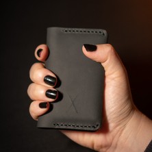 Minimal X Design Minimal x Fold Kartlık - Gerçek Deri El Yapımı Antrasit Melanj Renkli Şık Tasarım