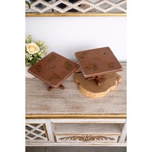 Çınar Mobilya Sunum Tabağı & Ayaklı Stand & Kahve Yanı & Limon Seri 2'li Takım & Kare Tasarım