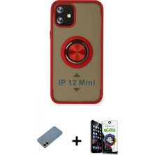 Marsilyan™- iPhone 12 Mini Kılıf Yörünge Çizgi - Şeffaf Temperli Cam Ekran Koruyucu + Gold Shine Kamera Lens Koruma Cam