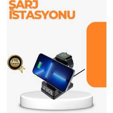 Mrt Teknik 4’ü 1 Arada Kablosuz Şarj Istasyonu – LED Saat Ekranlı, Apple Uyumlu, Akıllı Güvenlik Koruması