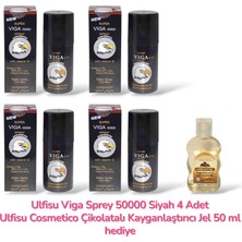 ULFİSU COSMETİCO Víga Geçiktırici Sprey 50000 - 4 Adet - Ulfisu Cosmetico Çikolatalı Kayganlaştırıcı Jel 50 ml Hediye