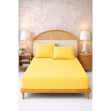 More Home  Tek  Kişilik   Lastikli Çarşaf Seti + Yastık Kılıfı Sarı