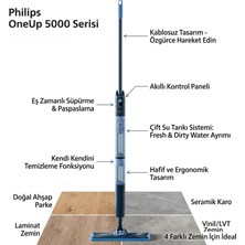 Philips 5000 Serisi Oneup Elektrikli Mop Bakterilere Karşı %99,9 Etkili Daha Hızlı Temizlik Tüm Zeminler Için Uygun