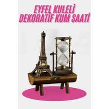 Eyfel Kulesi Tasarımlı Kum Saati Kristalleştirilmiş Kum Saati Dekoratif Ahşap Görünümlü