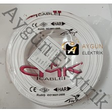Aygünelektrik Cmk 2X0,75MM Tam Bakır Yassı Kodlu Kordon Kablo 100 Metre