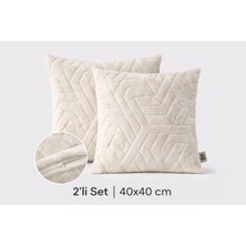 Maison Linden 2’li Krem Welsoft Kırlent Kılıfı Seti 40X40 cm Çift Taraflı Kullanım Gizli Fermuarlı Yumuşak Dokulu