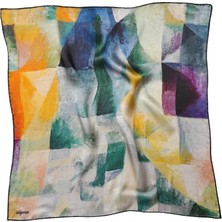 Silqoora %100 Ipek Bandana Fular Art Collection (55X55 Cm)-Robert Delaunay(Pencereler)