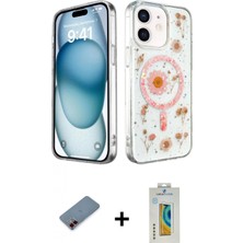 Marsilyan™- iPhone 12 Kılıf Kozmos Doku - Siyah Polymer Nano Ekran Koruyucu + Kırmızı Metal Kamera Lens Koruma Cam