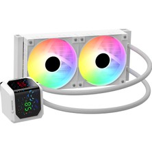 Rampage Helıos D24 12CM Fan Sıcaklık Göstergeli Intel LGA1700/AMD Am5 Argb 240MM Sıvı Soğutmalı Cpu Fan Beyaz