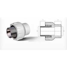 Ege Yıldız Pprc 50X1 1/2 Erkek Adaptör Gri