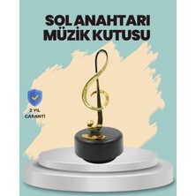 Altın Nota Sol Anahtarı Müzik Box Döner Mekanizmalı Hediyelik