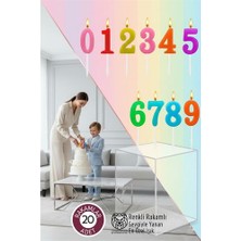 Renkli Rakamlı Doğum Günü Pastası Mum Seti - 20 Adet Tasarım Mum