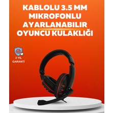 Stereo Kırmızı Kulaklığı Yumuşak Pedli Mikrofonlu